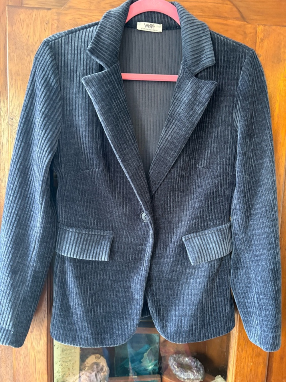 Women's Corduroy Blazer Jacket - Navy Blue